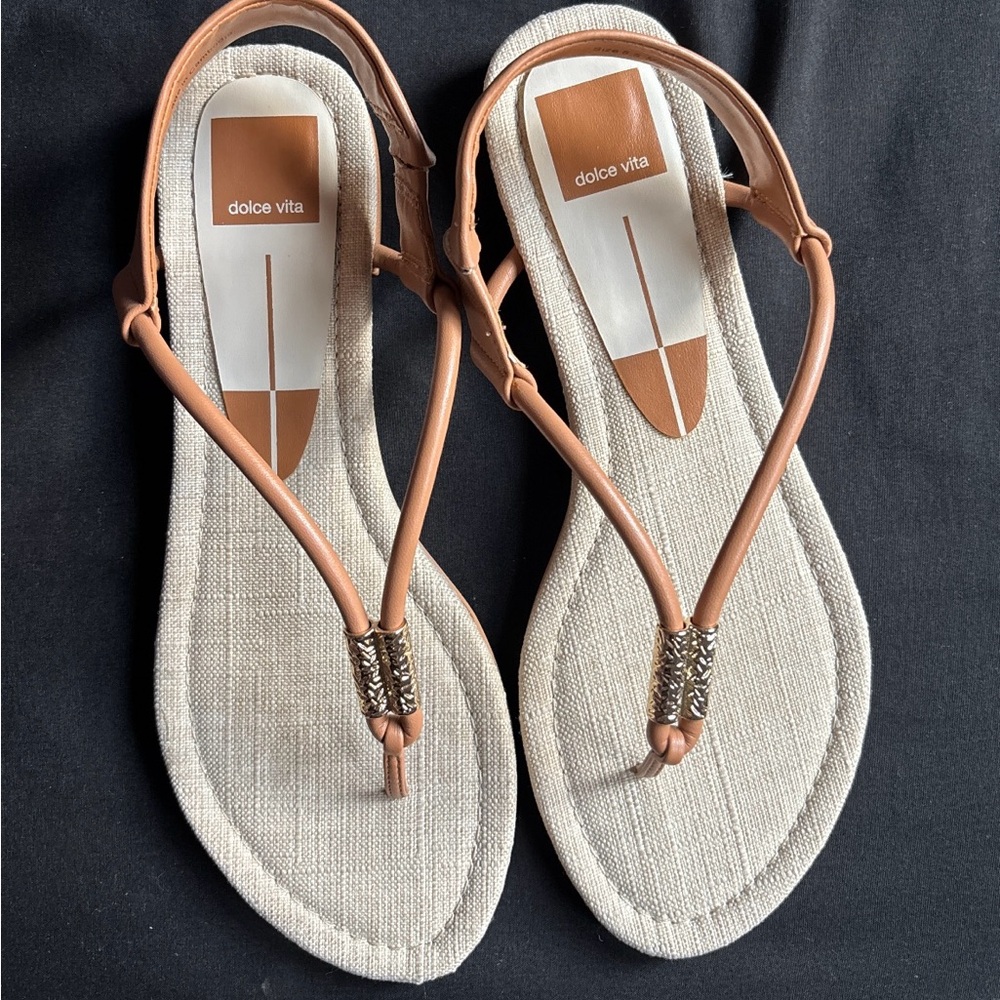 Dolce Vita Tan and Cream Sandals
